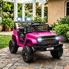 Kinder Elektroauto 12V Kinderauto Elektrisch mit 2,4 GHz Fernbedienung 2 Motor Hupe LED Musik für 3-8 Jahre Rosa
