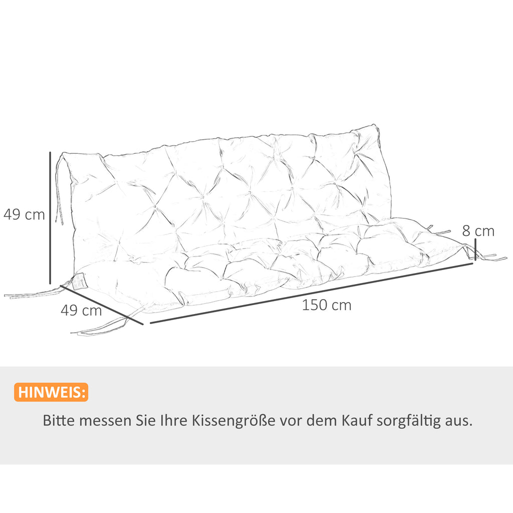 3 Sitzer Bankauflage 150x98x8 cm Bankkissen mit B?ndern, Bankpolster f¨¹r Gartenm?bel Hollywoodschaukel, Khaki
