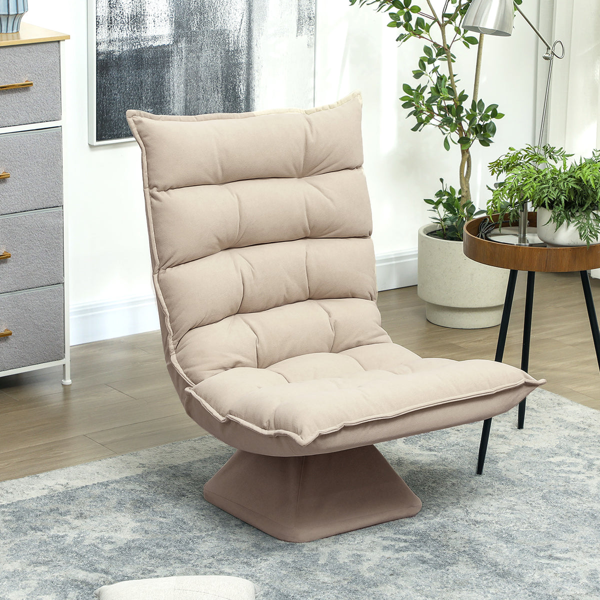 Relaxsessel Lesesessel, drehbar, Leinenoptik, 62 cm x 70 cm x 95 cm, Beige