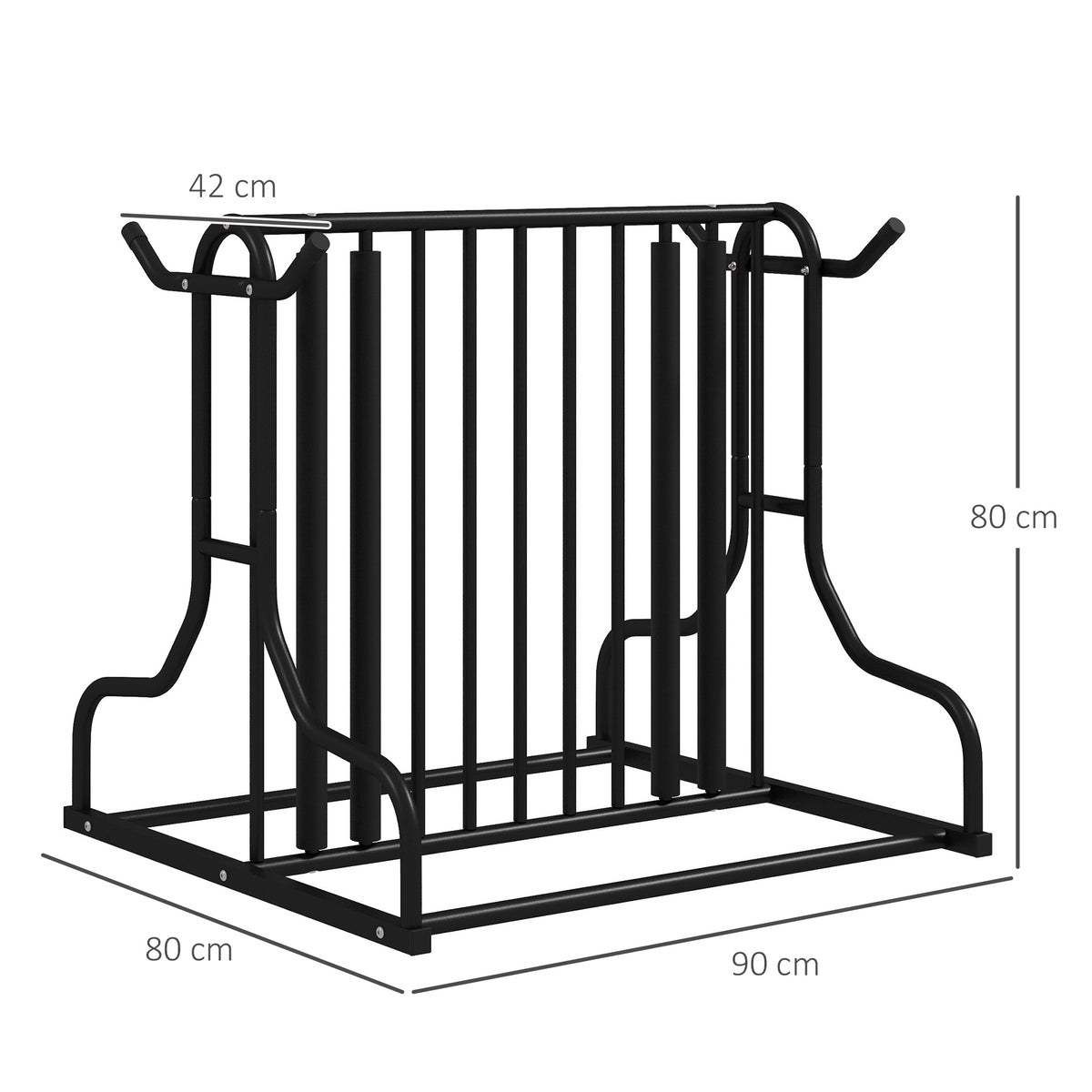 Fahrradständer für 4 Fahrräder, wetterbeständig, zusätzliche Halterung, 90 x 80 x 80 cm, Schwarz