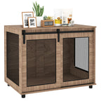 Dog Crate Furniture with Sliding Door for Large Dogs, Walnut Brown