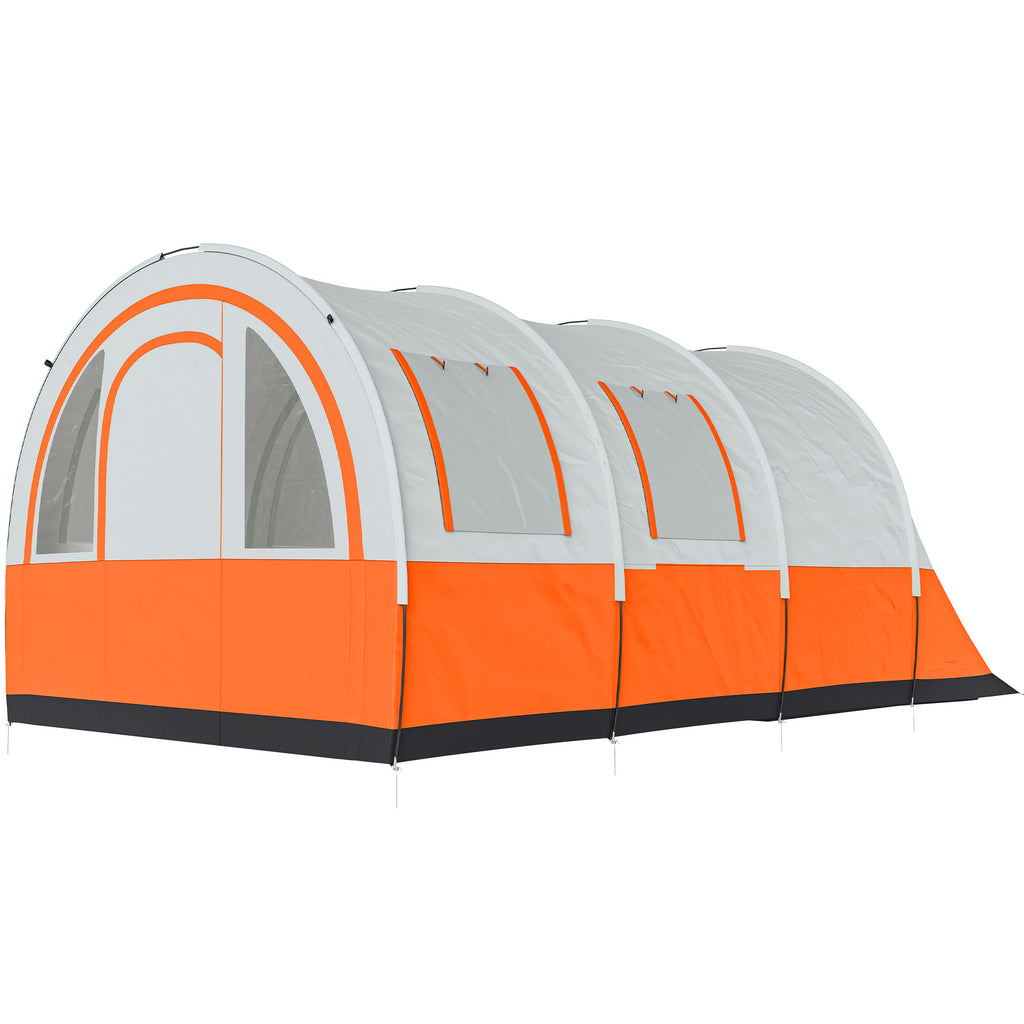 Three Man Duo Room Tunnel Tent, with Accessories - Cream/Orange