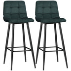 Barhocker 2er-Set, modernes Design, weicher Sitz, Stahlrahmen, 42 x 55 x 103 cm, Grün