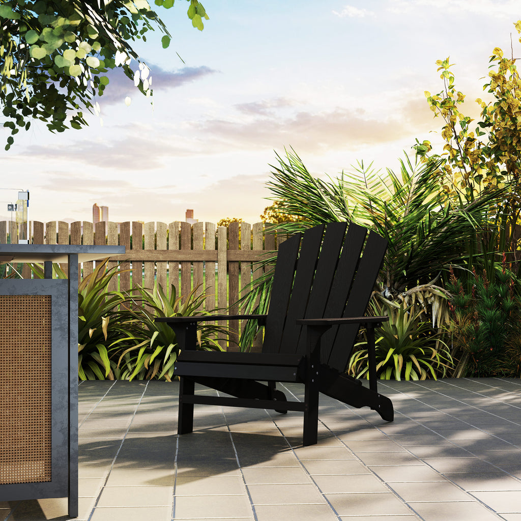 Adirondack Stuhl wetterfest Adirondack Chair aus Holz Outdoor Gartenstuhl mit Hoher Rückenlehne Armlehnen