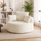 Sessel mit tiefer Sitzfläche, Einzelsofa ohne festen Rahmen, Vollschaum-Design, 4 Kissen, Cremeweiß
