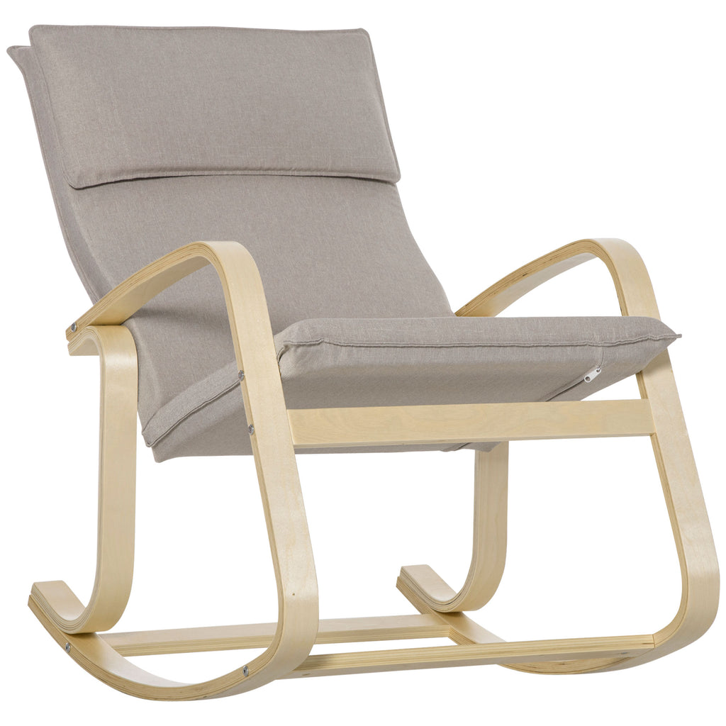 Schaukelstuhl aus Birkenholz 67 cm x 95 cm x 95 cm Grau + Natur