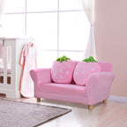 Kindersessel Kindersofa mit Korallenvlies-Optik, massiven Holzfüßen Sessel aus Schaumstoff Kinderstuhl für Kinderzimmer, Spielzimmer, 90 x 53 x 48cm, Rosa