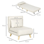 Schlafsessel, 6-stufig verstellbare Lehne, Leinenoptik, bis 120 kg, Creme