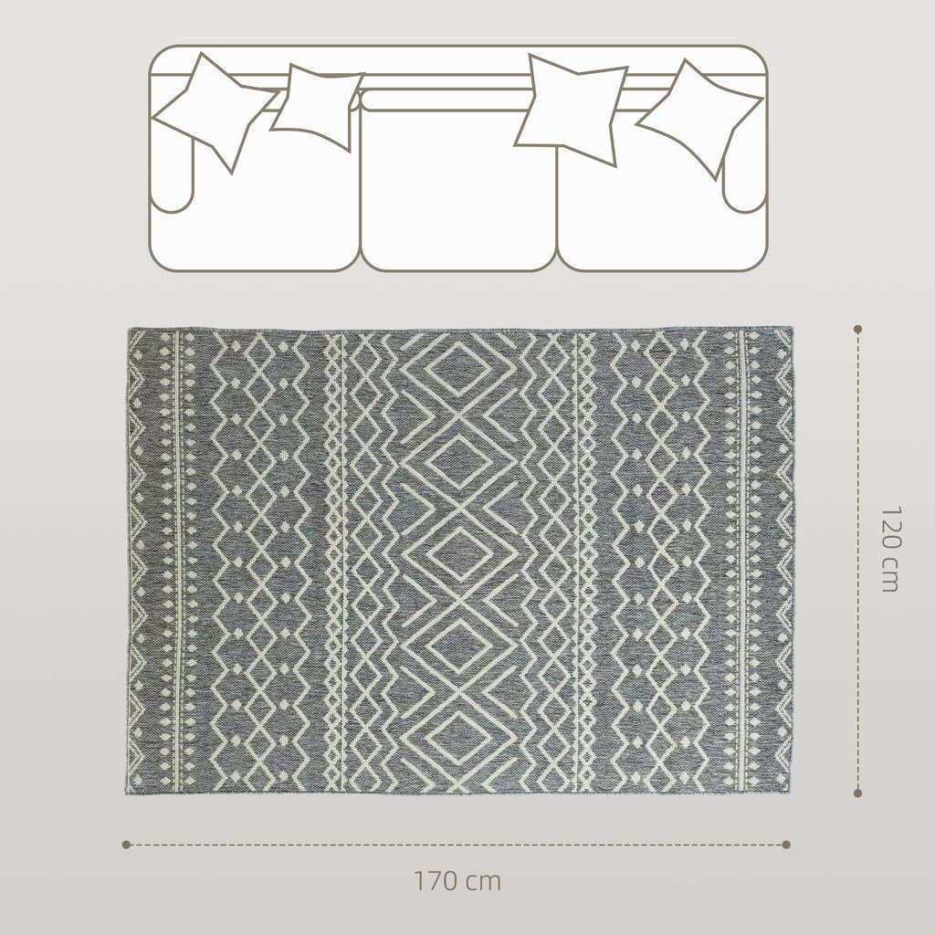 Teppich f¨¹r drinnen und drau?en, Boho-Design, leicht zu reinigen, Grau