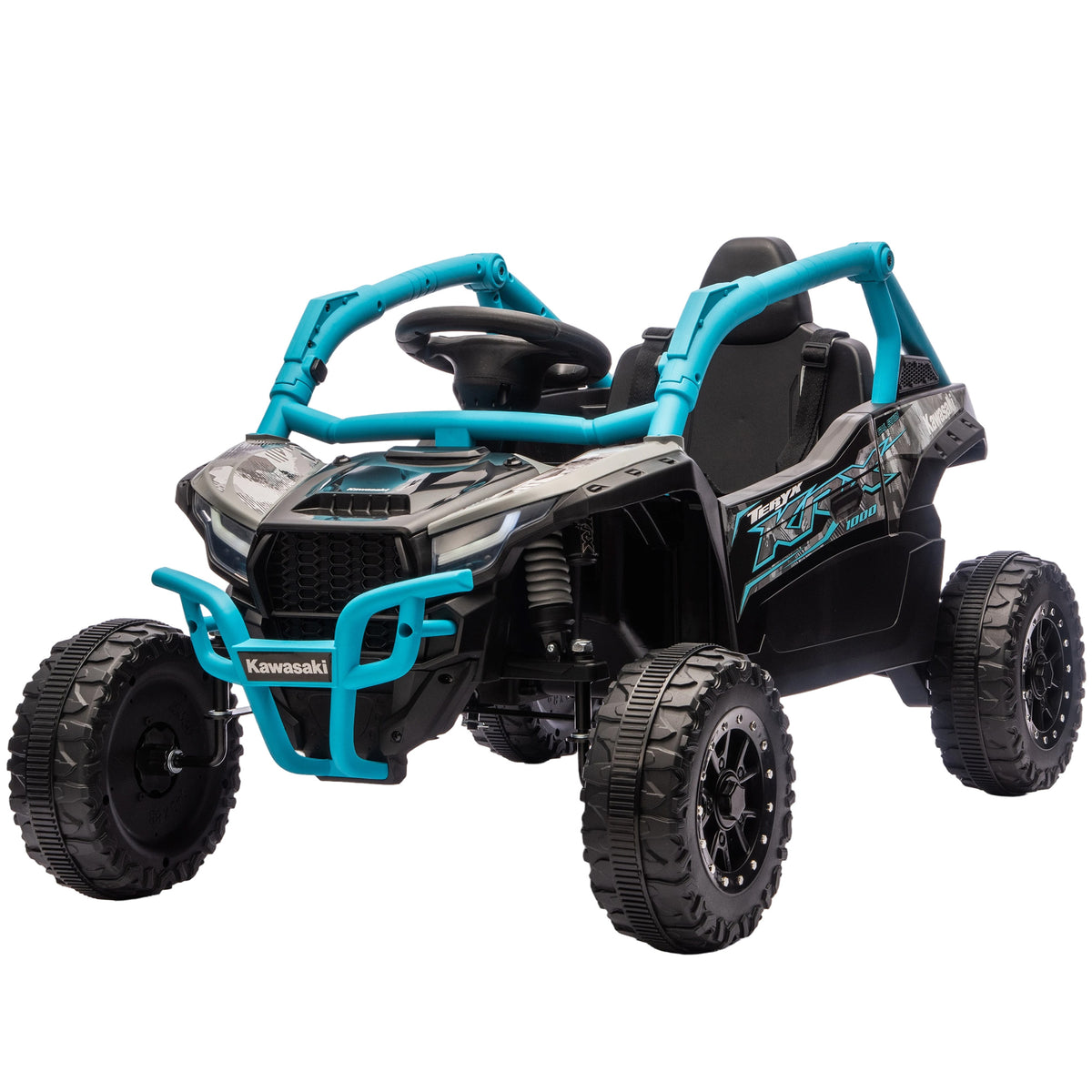 12V Elektrisches Gel?ndefahrzeug f¨¹r Kinder, Fernbedienung, LED-Lichter, Musik, Hupe, f¨¹r Kinder von 3-8 Jahren, Blau