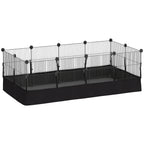 Kleintiergehege mit Bodenplatten Freilaufgehege Laufstall mit 12 Paneel, wasserdichte Matte, 120x60x40 cm, Schwarz