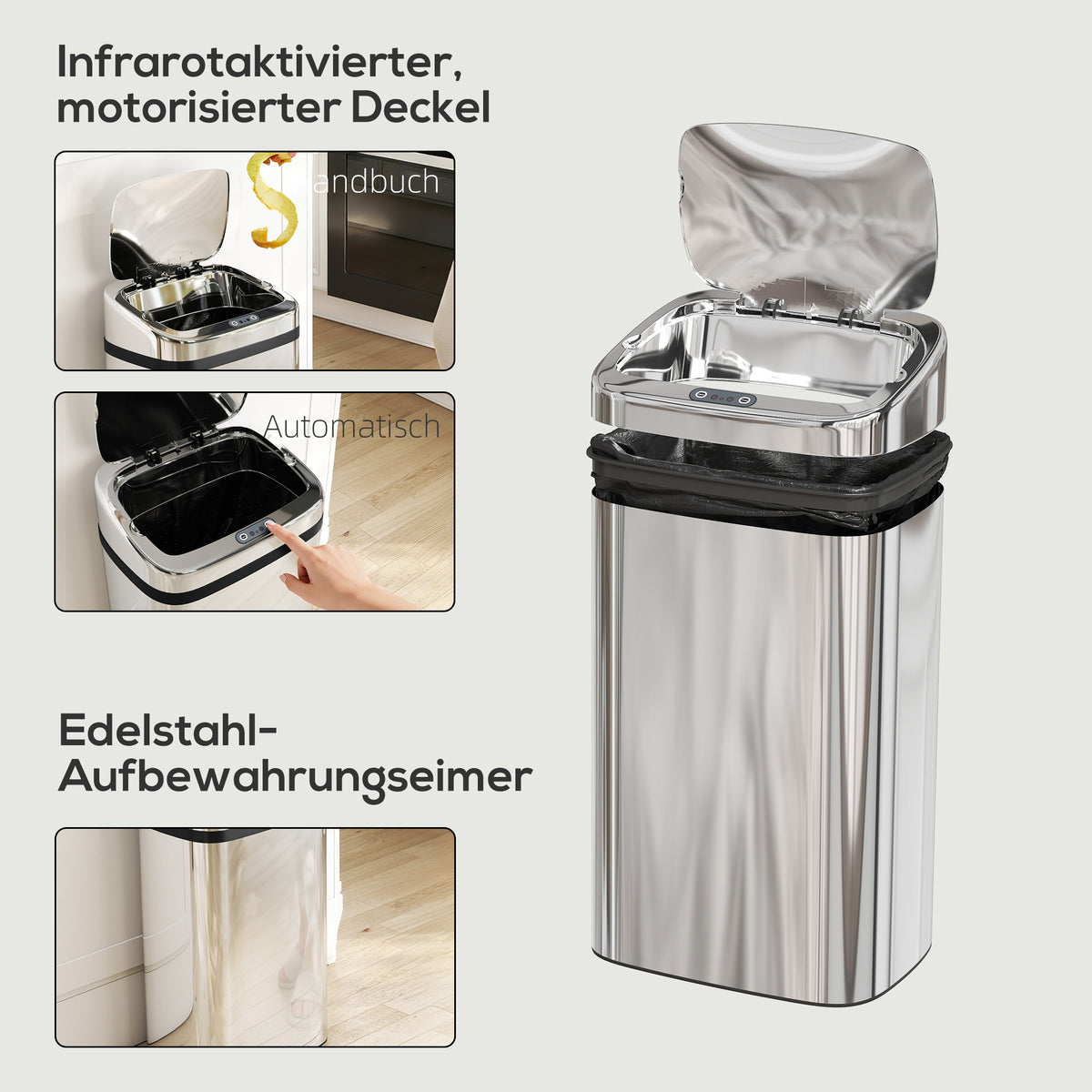 Sensor Mülleimer 30L Automatik Mülleimer mit Bewegungssensor für Büro, Schlafzimmer