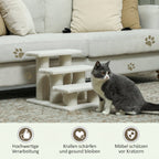 Katzentreppe 3 Stufen Tiertreppe Treppe für Katze Haustiertreppe Plüsch 45 x 35 x 34 cm cm Beige