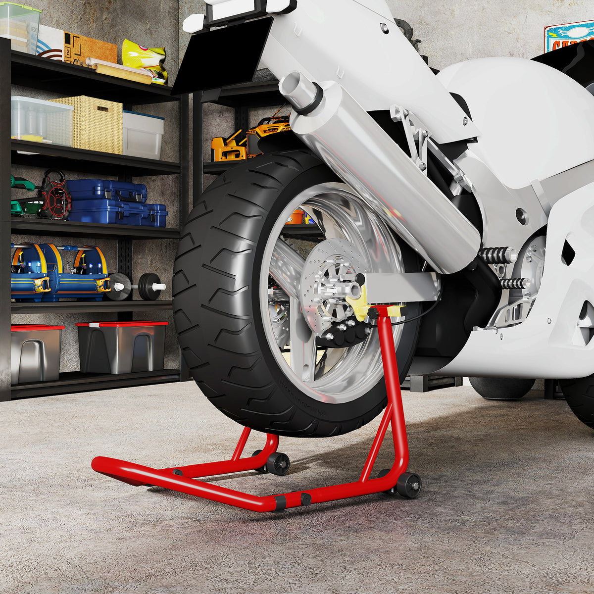 Motorradständer vorne/hinten Montageständer Motorradheber bis 544 kg Stahl Rot