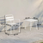 Bistroset 3 teiliges Metall Gartenmöbel-Set mit 2 Gartenstühlen, Glastisch, Lamellen-Design, Rostbeständig