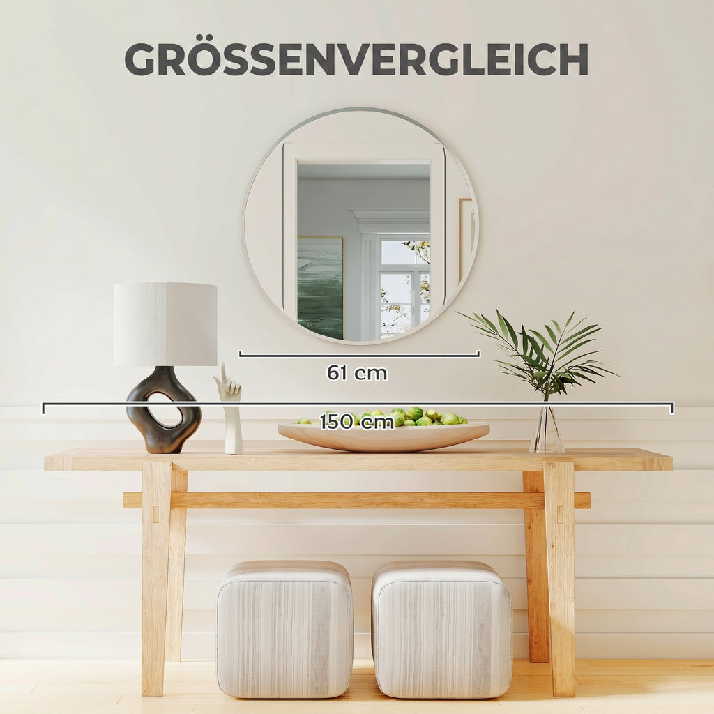 Wandspiegel, modernes Design, 61 x 61 cm, Silber