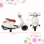 Elektro Kindermotorrad Elektromotorrad mit MP3, Musik, Scheinwerfer, Vor- und Rückwärtsgang, Kinder Elektro Motorrad für 3-6 Jahre Kinder, Weiß