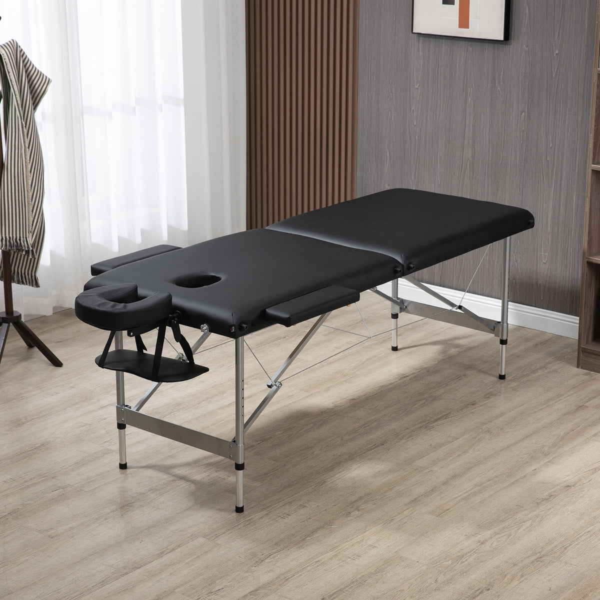 Massageliege klappbar, inkl. Gesichtsöffnung, Armlehnen, Handablagen, Massageliege mobil, 185 cm x 70 cm x 82 cm