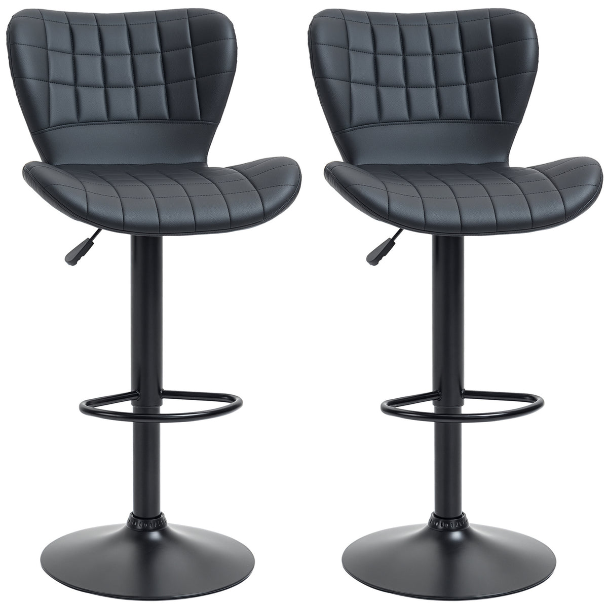 2-er-Set Barhocker Retrodesign 47 cm x 51,5 cm x 89-109 cm Schwarz