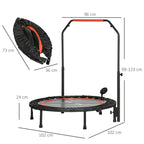 Mini-Trampolin, mit höhenverstellbarem Haltegriff, LCD-Monitor, Stahl, schwarz+rot, Ø102 x 99-123cm