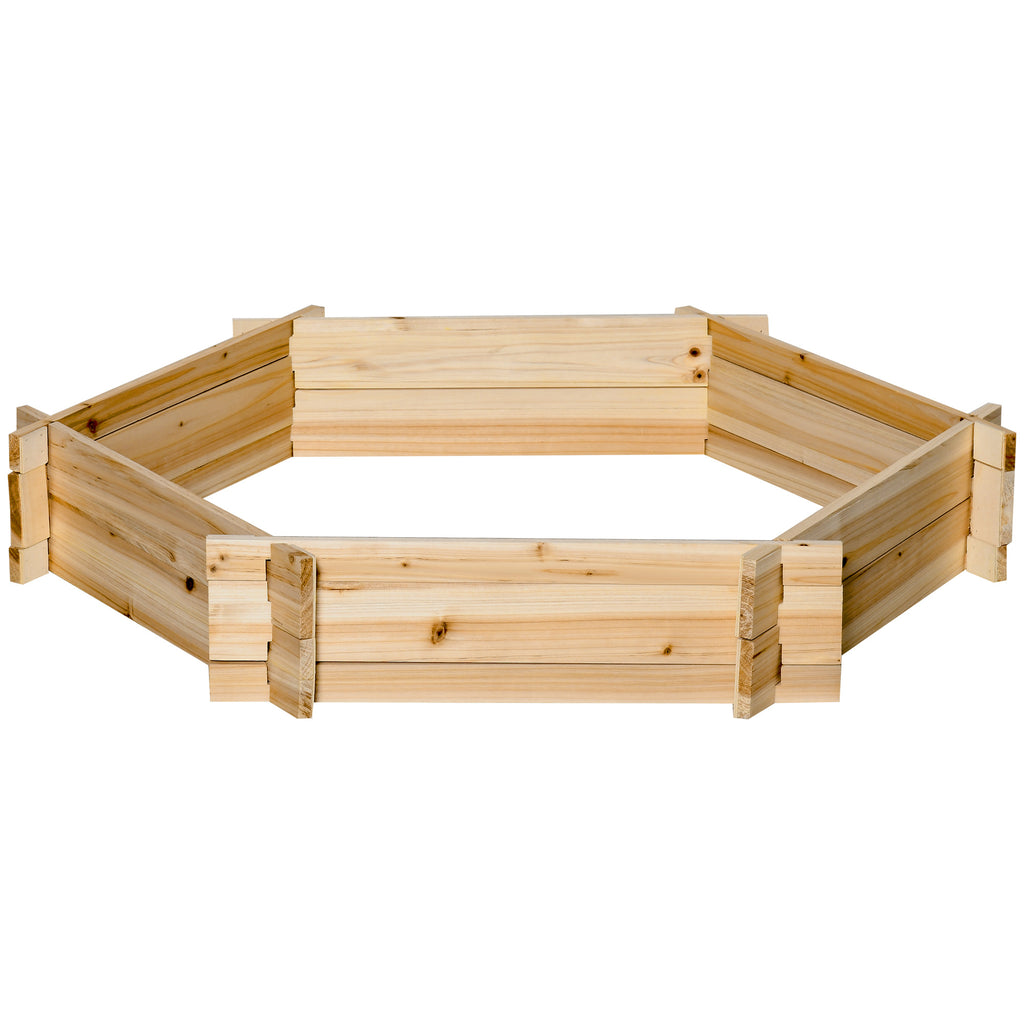 Hochbeet sechseckig DIY Pflanzkübel Pflanzkasten aus Holz für Garten Balkon Natur 100 x 92 x 16 cm