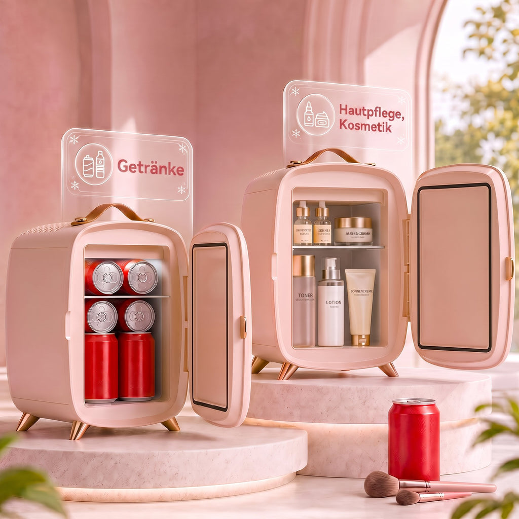 Mini Kühlschrank 6 Liter LED Spiegel Kosmetik Kühlschrank Rosa