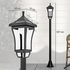 1.3 m Garden Lamp Post Light, LED Outdoor Solar Post Lights, Waterproof IP44 for Patio, Garden, Pathway, Cool White