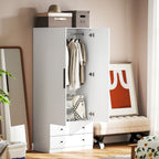 Kleiderschrank, 2 T¨¹ren, H?ngebereich, Kleiderstange, 2 Schubladen, MDF, Wei?