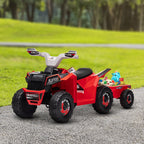 Elektro-Kinderquad mit Anh?nger, 2,5 km/h, 50 Minuten Fahrtzeit, f¨¹r 1,5 bis 3 Jahre, bis 25 kg, Rot