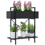 Pflanzenst?nder, Blumentopfst?nder mit 2 Ebenen, Ablaufl?cher, f¨¹r drinnen und drau?en, Metall, Schwarz