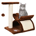  Cat Tree, Cat Tower for Kittens with Rotatable Top Bar, Sisal Scratching Post, Tunnel, Dangling Balls - Brown