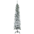 Künstlicher Weihnachtsbaum, schneebedeckt, schmales Design, feuerfest, 180 cm, Grün/Weiß