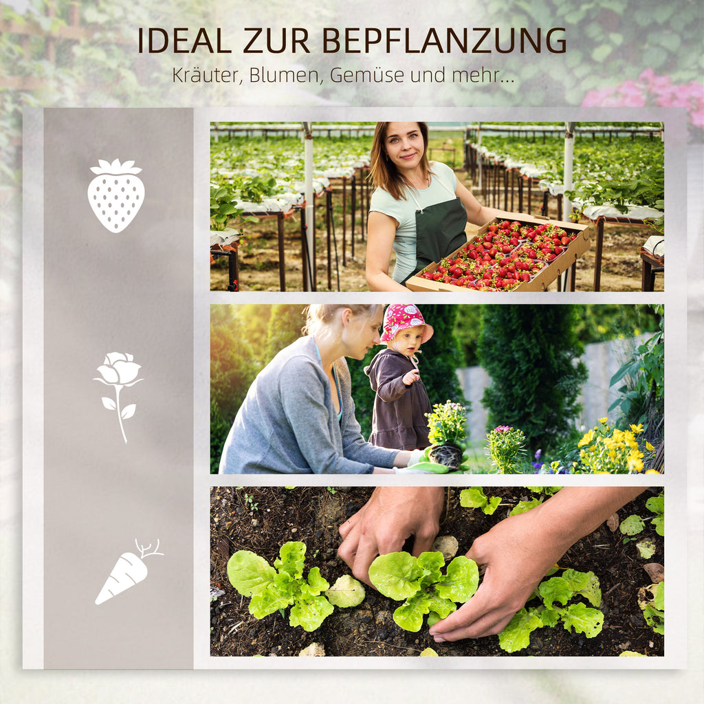 3 Tier Garden Planters with Trellis for Vine Climbing, Wooden Raised Beds, 95x95x110cm, Natural Tone
