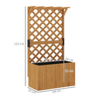 Hochbeet Pflanzkasten mit Rankgitter, Spalier Pflanzk¨¹bel Blumenkasten Holz, Gartenspalier 64 x 33 x 122cm Naturholz