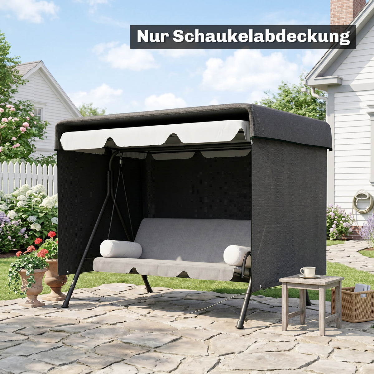Gartenmöbelabdeckung Abdeckung Schutzhülle für Outdoor-Möbel, 215 cm x 155 cm x 150 cm, Schwarz