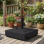 Sonnenschirmständer mit Rädern, Befüllbar mit 61 kg Sand/40 kg Wasser, Für Schirmstangen mit Ø35, 38, 48 mm, Schwarz