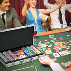 500-Piece Poker Chips Set, Poker Set with Mat, Chips, Two Card Decks, Dealer, Five Dices