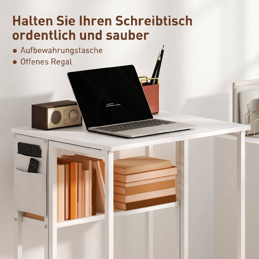 63 cm Drop Leaf Writing Work Desk - White