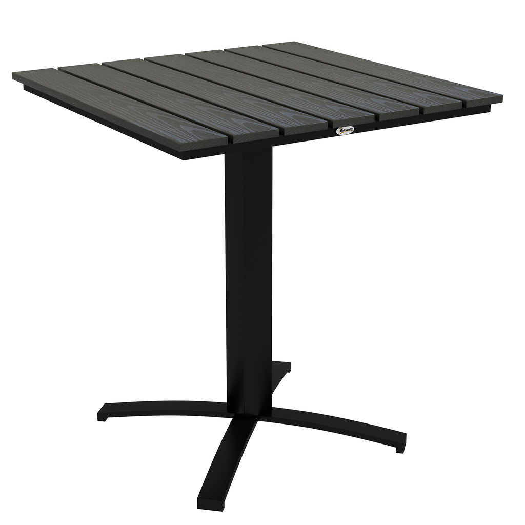 Terrassentisch, für 4 Personen, Holzoptik, Aluminiumrahmen, 70 x 70 x 76 cm, Grau
