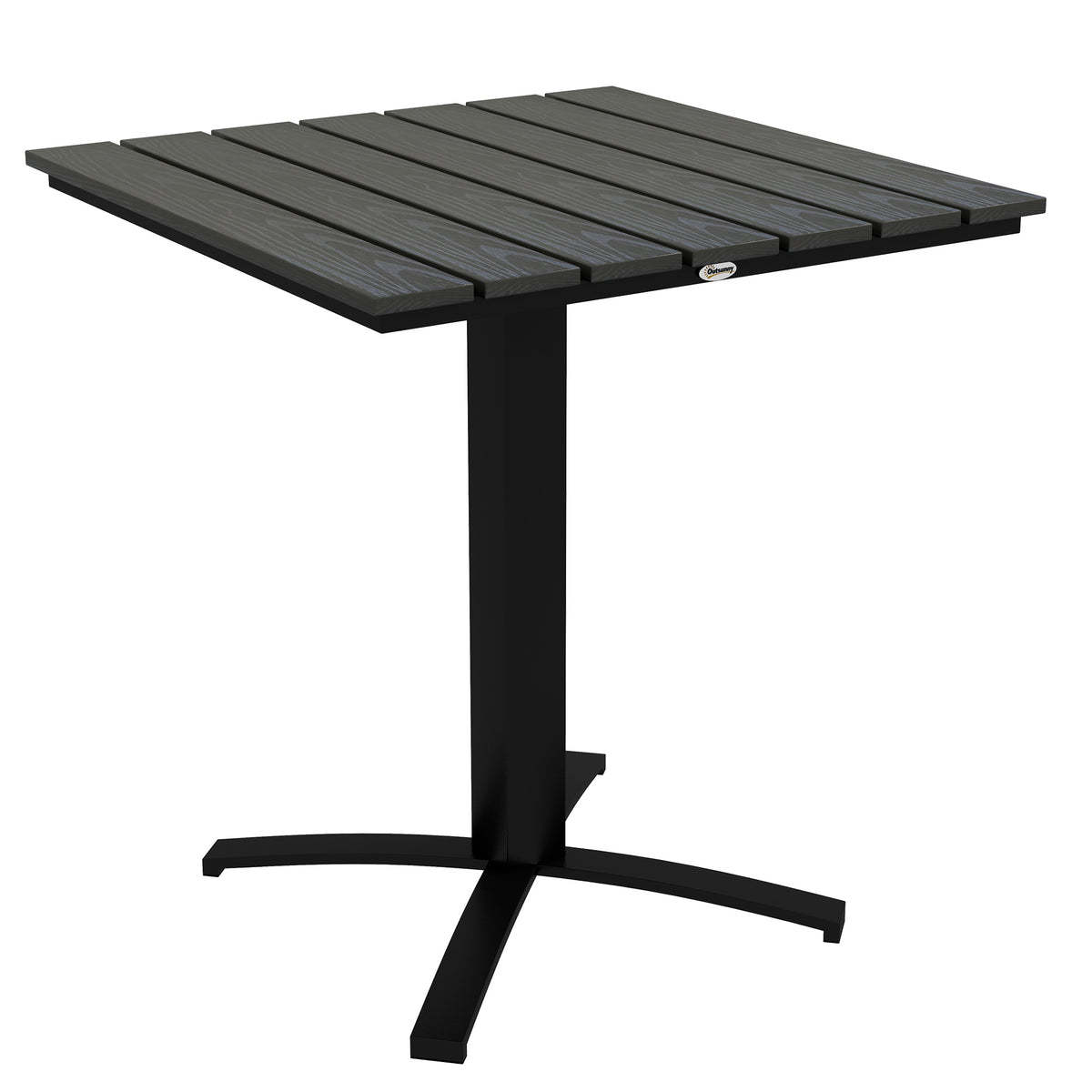 Terrassentisch, für 4 Personen, Holzoptik, Aluminiumrahmen, 70 x 70 x 76 cm, Grau
