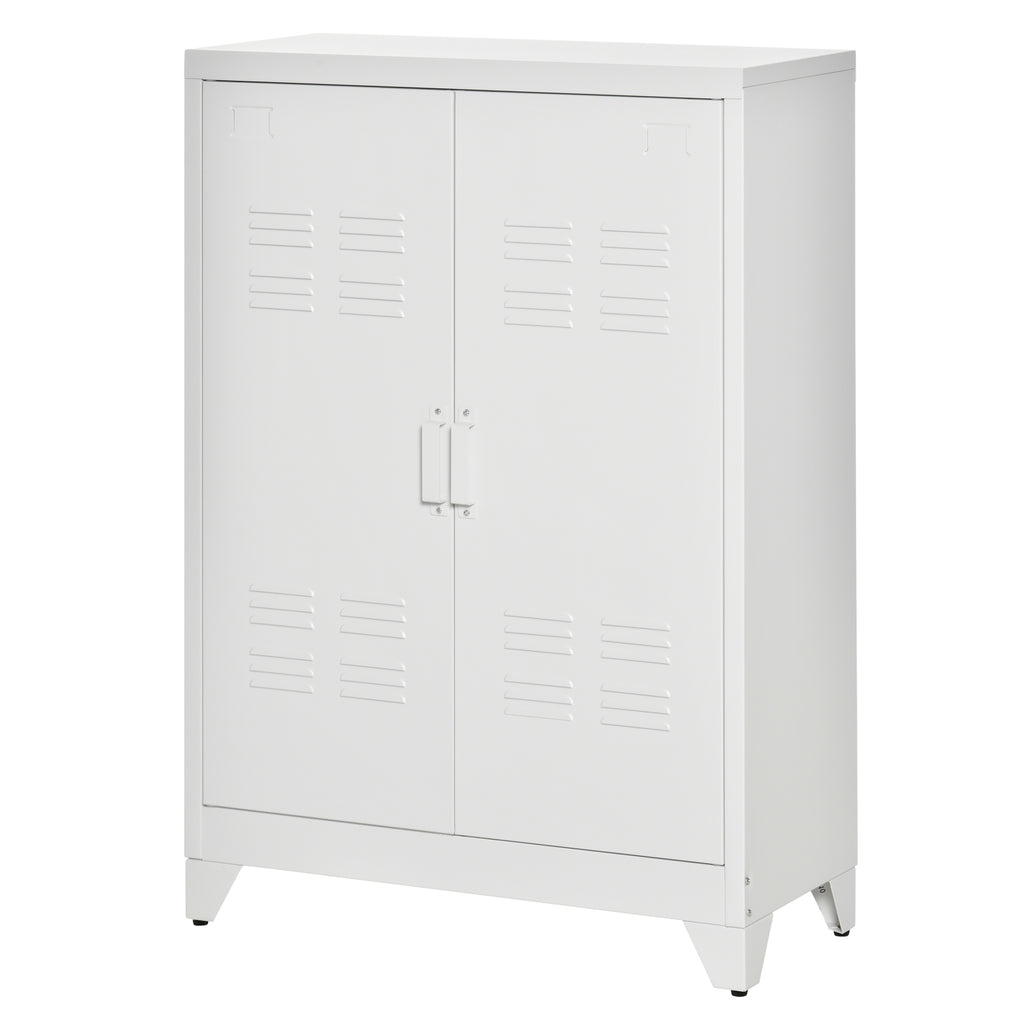 Aktenschrank Metallschrank Mehrzweckschrank mit magnetischer Lamellen-Doppelt¨¹r 75 x 33 x 110 cm Wei?