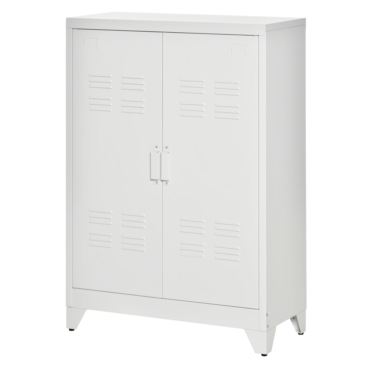 Aktenschrank Metallschrank Mehrzweckschrank mit magnetischer Lamellen-Doppelt¨¹r 75 x 33 x 110 cm Wei?
