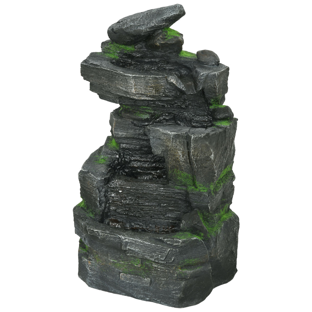 Garden Water Feature with LED Lights - Dark Grey