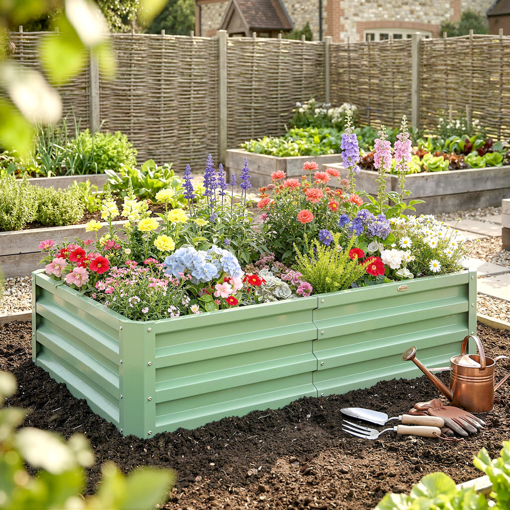 Raised Beds for Garden, Galvanised Outdoor Planters, for Herbs and Vegetables, Use for Patio, Garden, Balcony