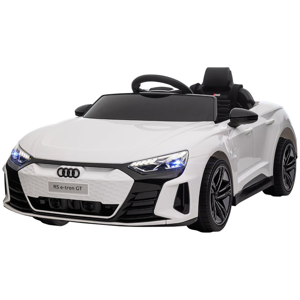 Kinder-Elektroauto mit Sicherheitsgurt, Fernbedienung, Scheinwerfern, Musikfunktion, wei?, 103 x 58 x 41cm