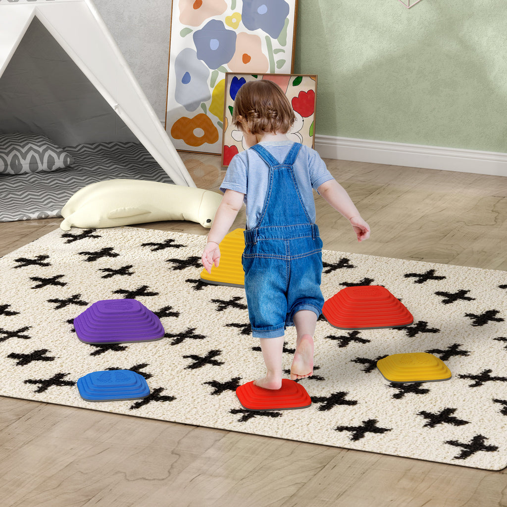 Balance Stepping Stones for Kids, 6-Piece Non-Slip Stackable River Stones, Obstacle Courses for Balance and Motor Skill