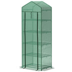 Mini-Gewächshaus für Blumen oder Gemüse, Stahl, Kunststoff, 69L x 49B x 193H cm, Grün
