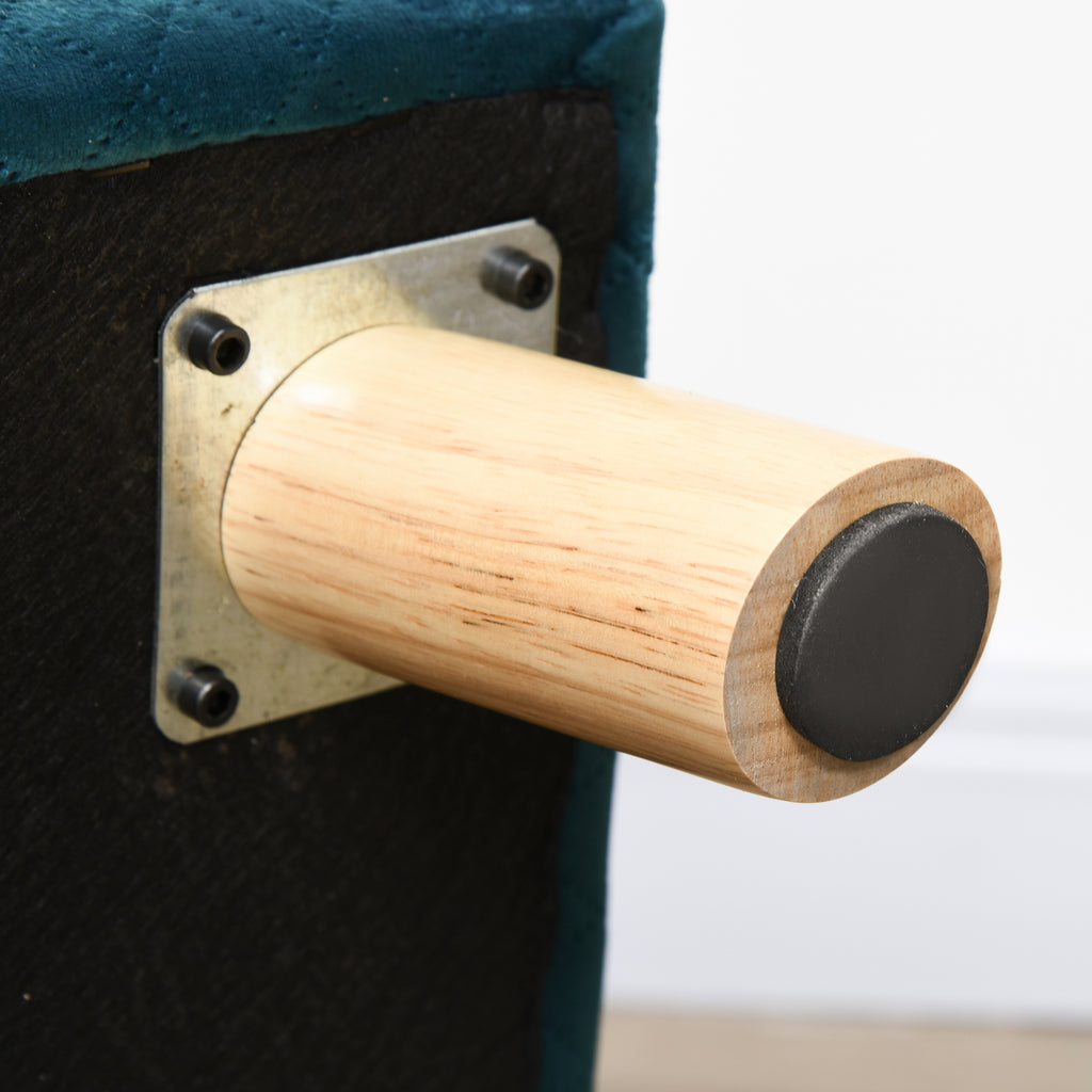 Hundesofa Hundebett Hundecouch aus Samt mit Rückenlehne, Holzbeine, Kissen, bis zu 8 kg 64 x 45 x 36 cm Blau