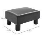  Faux Leather Footstool, Small Foot Rest, Rectangle Sofa Stool for Bedroom Living Room, Black
