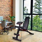 Foldable Weight Bench, Adjustable Strength Training Sit Up Ab Bench, Incline/Decline, Red